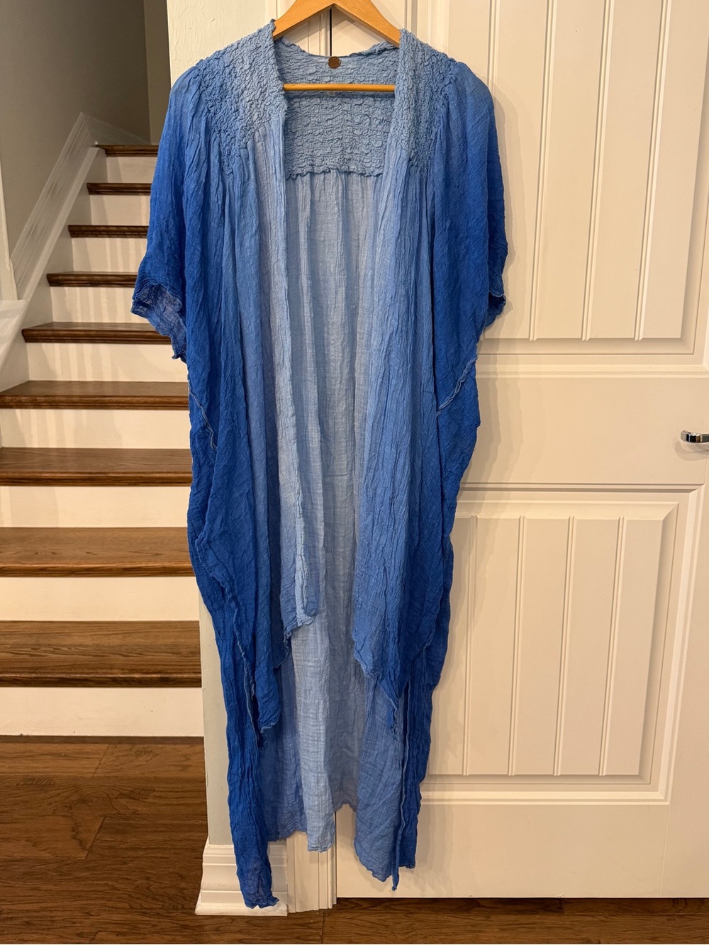 Free People FP One Angelica Dip Dye Maxi Kimono Cover Up Blue XS/S